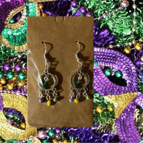 Mardi Gras Handmade Earrings - Picture 4 of 5